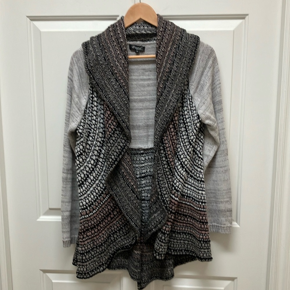 Papa Vancouver shawl collar cardigan sweater, grey, black, size M